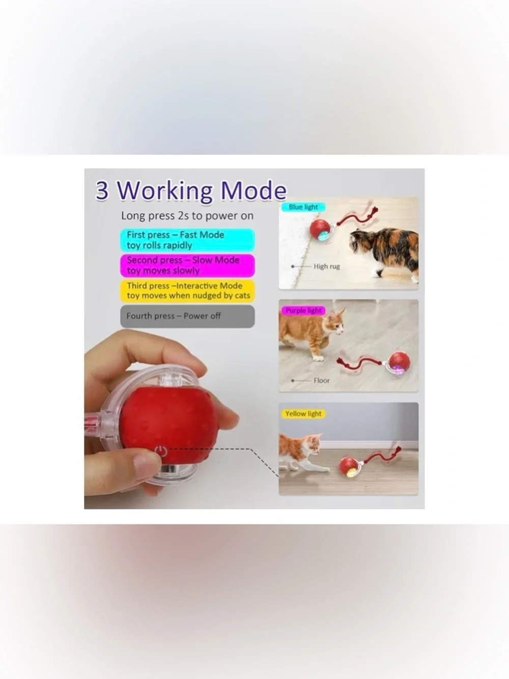Interactive Cat Toys Ball for Indoor Cats, Motion Activate Cat Toys. NEW